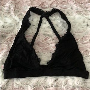 Black lace soft PINK bralette strappy